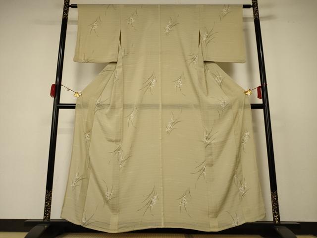 平和屋着物＊夏物 小紋 絽 草花文 洗える着物 AABC9407jd