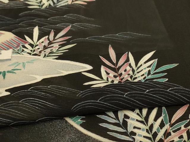 平和屋着物＊夏物 黒留袖 絽 風景文 正絹 逸品 AABC9409jd
