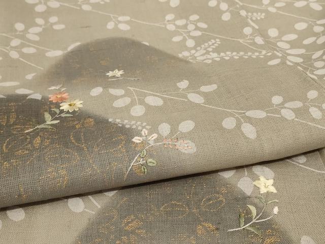 平和屋着物＊夏物 絹芭蕉 訪問着 刺繍 遠山草花文 金彩 三越扱い 正絹 逸品 AABC9418jd