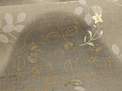 平和屋着物＊夏物 絹芭蕉 訪問着 刺繍 遠山草花文 金彩 三越扱い 正絹 逸品 AABC9418jd