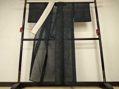 平和屋着物＊夏物 小紋 紗 草花文 正絹 逸品 AABC9419jd