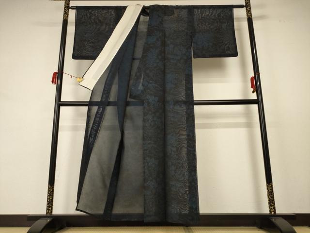 平和屋着物＊夏物 小紋 紗 草花文 正絹 逸品 AABC9419jd