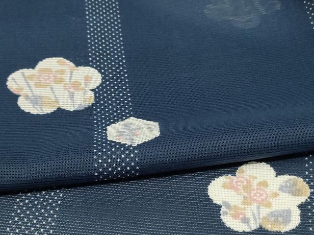 平和屋着物＊夏物 小紋 絽 舞花文 洗える着物 AABC9423jd