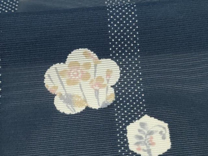 平和屋着物＊夏物 小紋 絽 舞花文 洗える着物 AABC9423jd