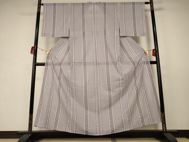 平和屋着物＊夏物 小紋 絽 七宝文 洗える着物 AABC9426jd