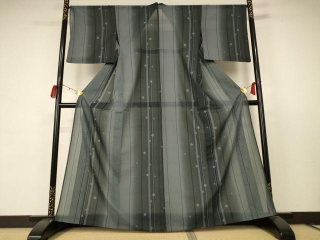 平和屋着物＊夏物 小紋 紗 丸文 洗える着物 AABC9427jd