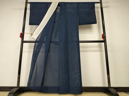 平和屋着物＊夏物 色無地 絽 舞葉紋紗 褐返色 洗える着物 AABC9431jd