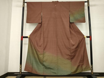 平和屋着物●訪問着　紬地　霞文　暈し染め　正絹　逸品　AABC9455ck