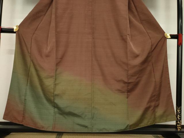 平和屋着物●訪問着　紬地　霞文　暈し染め　正絹　逸品　AABC9455ck