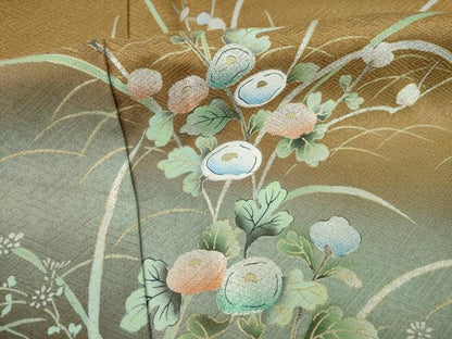 平和屋着物●訪問着 光琳菊 暈し染め 金彩 正絹 逸品 AABC9457ck