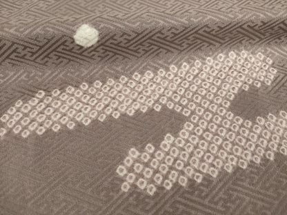 平和屋着物●訪問着　絞り　刺繍　花蝶文　正絹　逸品　AABC9465ck