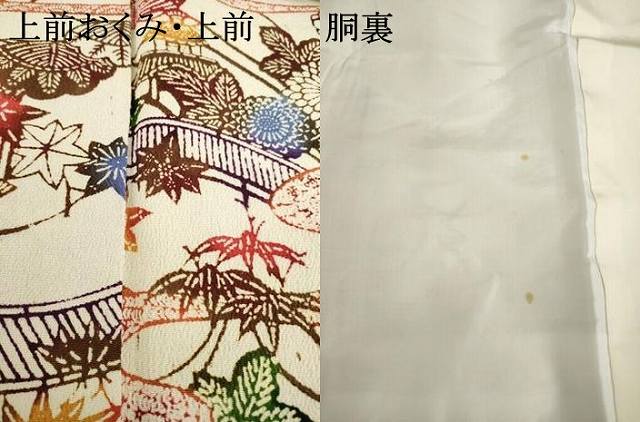 平和屋着物○上質な小紋 型染め 風景花文 鬼しぼ縮緬 正絹