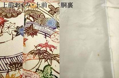 平和屋着物●上質な小紋　型染め　風景花文　鬼しぼ縮緬　正絹　逸品　AABC9466ck