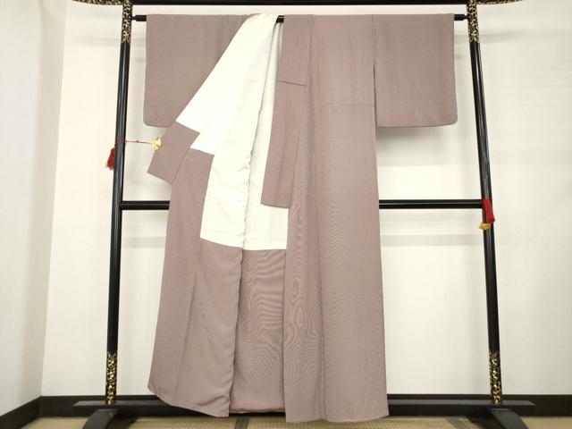 平和屋着物○江戸小紋 万筋 虫襖色×利休茶色 正絹 逸品