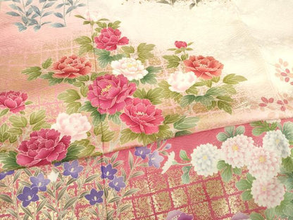 平和屋着物●豪華振袖 草花文 暈し染め 金彩 鈴乃屋扱い 正絹 逸品 AABC9471ck