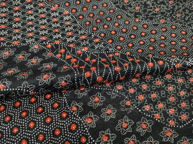 平和屋着物●上質な小紋 道長花文 黒地 正絹 逸品 AABC9477ck