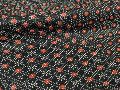 平和屋着物●上質な小紋 道長花文 黒地 正絹 逸品 AABC9477ck