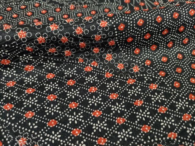 平和屋着物●上質な小紋 道長花文 黒地 正絹 逸品 AABC9477ck