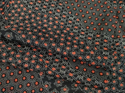 平和屋着物●上質な小紋 道長花文 黒地 正絹 逸品 AABC9477ck
