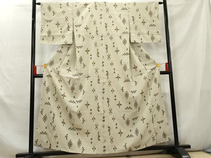 平和屋着物■お召　幾何学柄　正絹　逸品　AABC9590cs