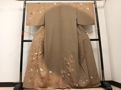 平和屋着物●訪問着　枝花文　金彩　正絹　逸品　AABC9641ph