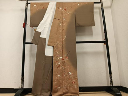 平和屋着物●訪問着　枝花文　金彩　正絹　逸品　AABC9641ph