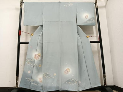 平和屋着物●訪問着　駒刺繍　舞花文　暈し染め　金彩　正絹　逸品　AABC9648ph