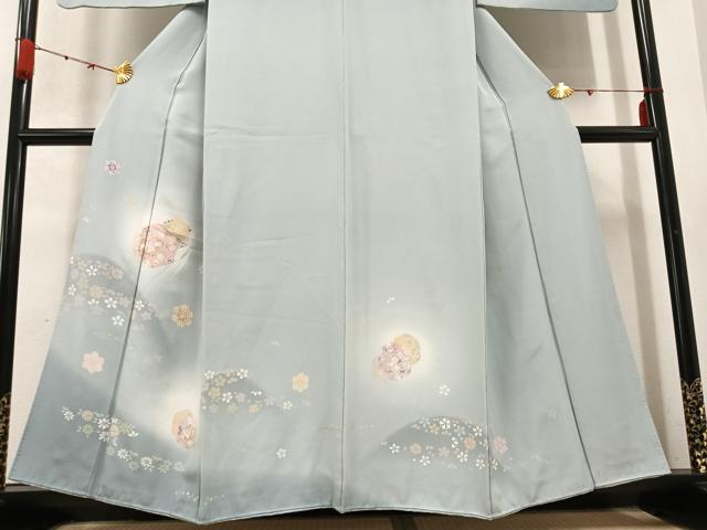 平和屋着物●訪問着　駒刺繍　舞花文　暈し染め　金彩　正絹　逸品　AABC9648ph