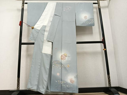 平和屋着物●訪問着　駒刺繍　舞花文　暈し染め　金彩　正絹　逸品　AABC9648ph