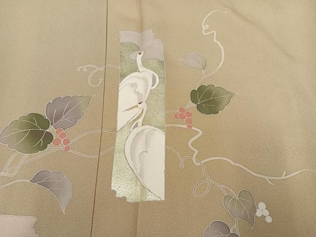 平和屋着物●訪問着　友禅　群れ鶴　葡萄　短冊　蔦の葉　正絹　逸品　AABC9659ph