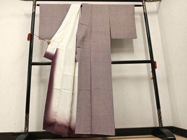 平和屋着物●江戸小紋 万筋 煤竹色×霞色 正絹 逸品 AABC9661ph
