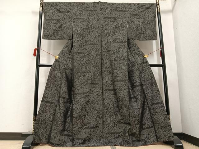 平和屋着物●本場大島紬 草花文 正絹 逸品 AABC9664ph