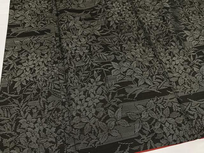 平和屋着物●本場大島紬 草花文 正絹 逸品 AABC9664ph