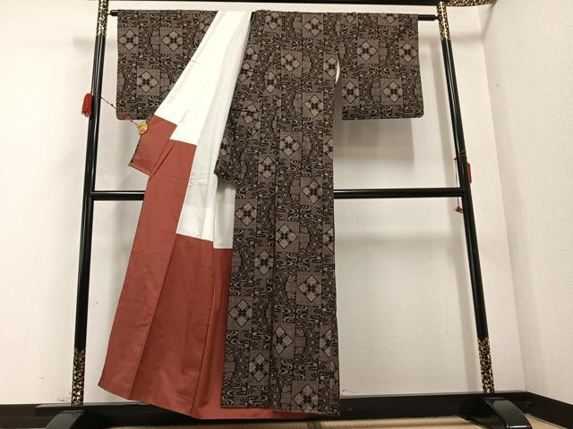 平和屋着物●本場大島紬　一元7マルキ　流水花文　正絹　逸品　AABC9665ph