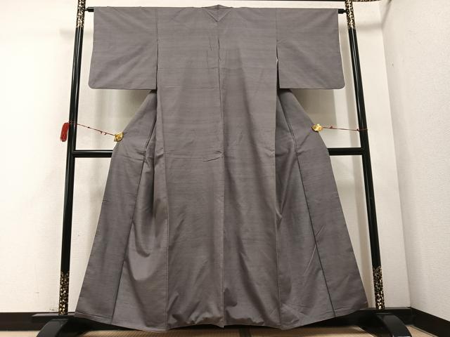 平和屋着物●上質な紬　色無地　江戸鼠色　正絹　逸品　AABC9667ph