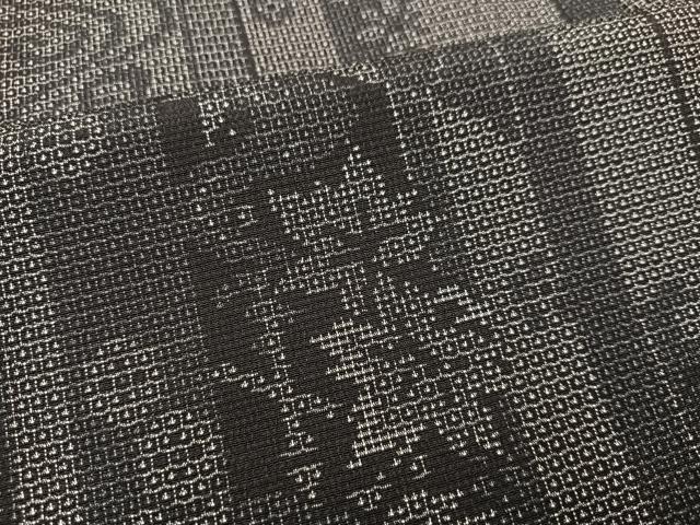 平和屋着物●本塩沢　110亀甲　草花文　正絹　逸品　AABC9673ph