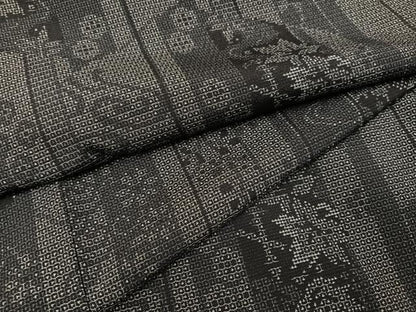 平和屋着物●本塩沢　110亀甲　草花文　正絹　逸品　AABC9673ph
