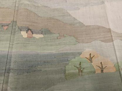 平和屋着物●紬 訪問着 遠山樹林文 正絹 逸品 AABC9676ph