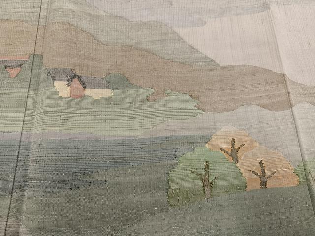 平和屋着物●紬 訪問着 遠山樹林文 正絹 逸品 AABC9676ph