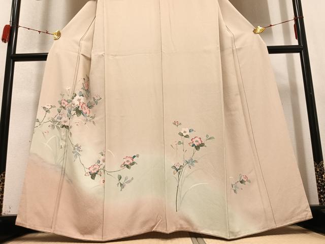 平和屋着物●訪問着　友禅　枝花文　暈し染め　正絹　逸品　AABC9677ph