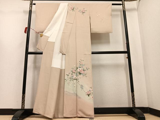 平和屋着物●訪問着　友禅　枝花文　暈し染め　正絹　逸品　AABC9677ph