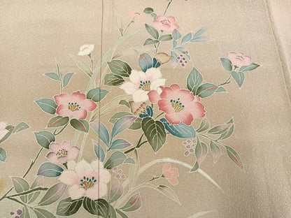 平和屋着物●訪問着　友禅　枝花文　暈し染め　正絹　逸品　AABC9677ph