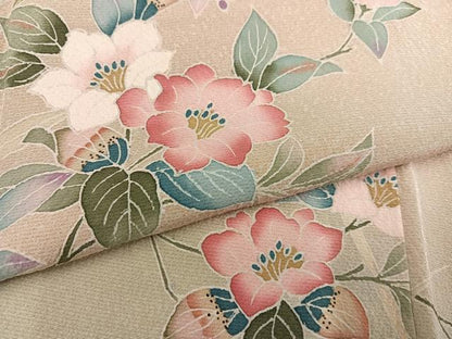 平和屋着物●訪問着　友禅　枝花文　暈し染め　正絹　逸品　AABC9677ph