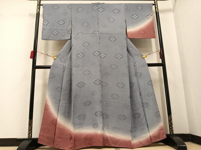 平和屋着物●訪問着 七宝地紋 暈し染め 正絹 逸品 AABC9678ph