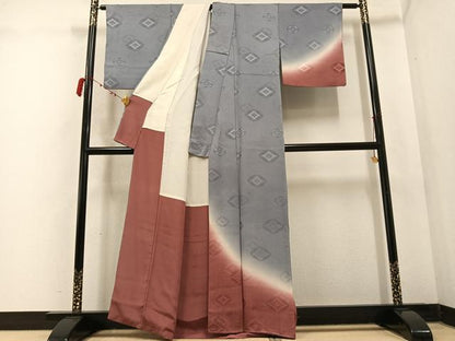 平和屋着物●訪問着 七宝地紋 暈し染め 正絹 逸品 AABC9678ph