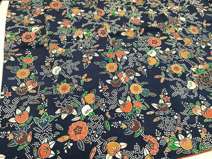 平和屋着物●上質な小紋　草花文　鬼しぼ縮緬　正絹　逸品　AABC9680ph