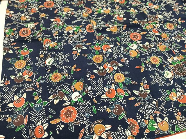 平和屋着物●上質な小紋　草花文　鬼しぼ縮緬　正絹　逸品　AABC9680ph