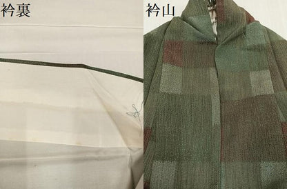 平和屋着物●お召　幾何学文様　正絹　逸品　AABC9682ph