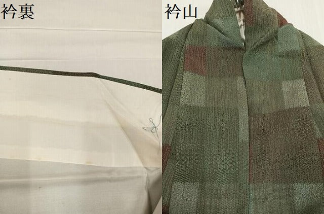 平和屋着物●お召　幾何学文様　正絹　逸品　AABC9682ph