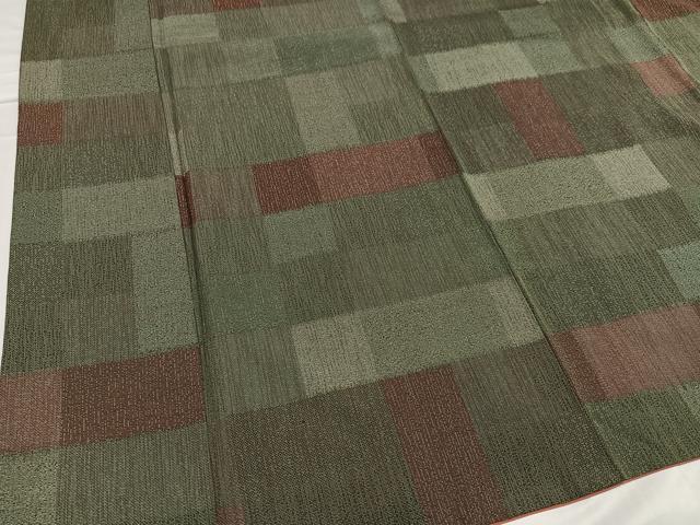 平和屋着物●お召　幾何学文様　正絹　逸品　AABC9682ph